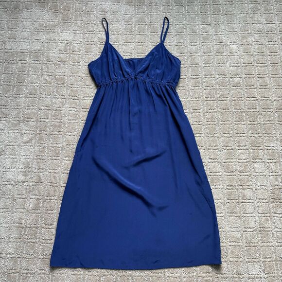 Twelfth Street By Cynthia Vincent Silk Babydoll Slip Dress Small Petite Blue Y2K - Picture 1 of 11
